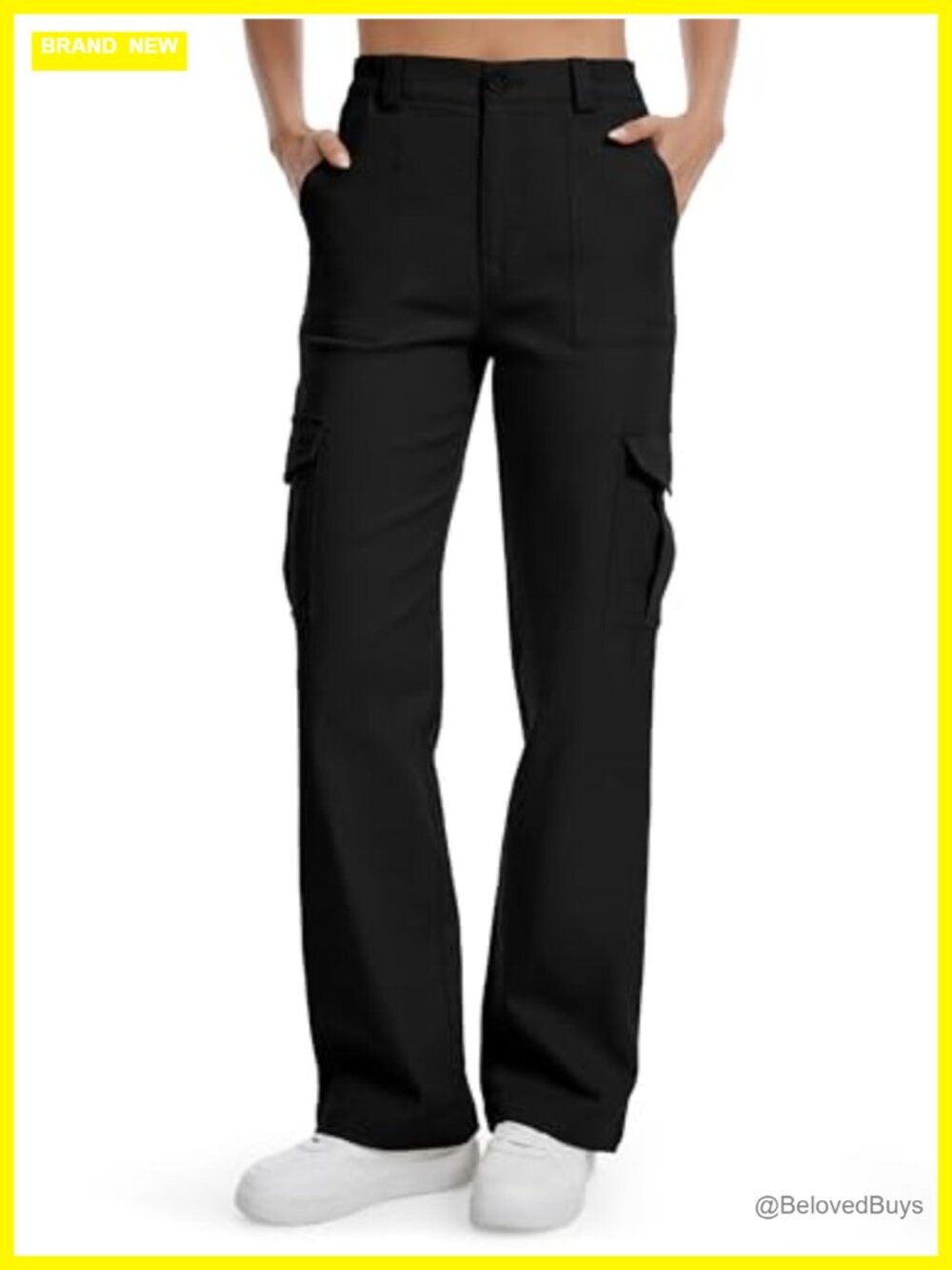 Tall Women's Cargo Pants Straight Leg Cotton Twill 6 Pocket Chinos Work Trousers